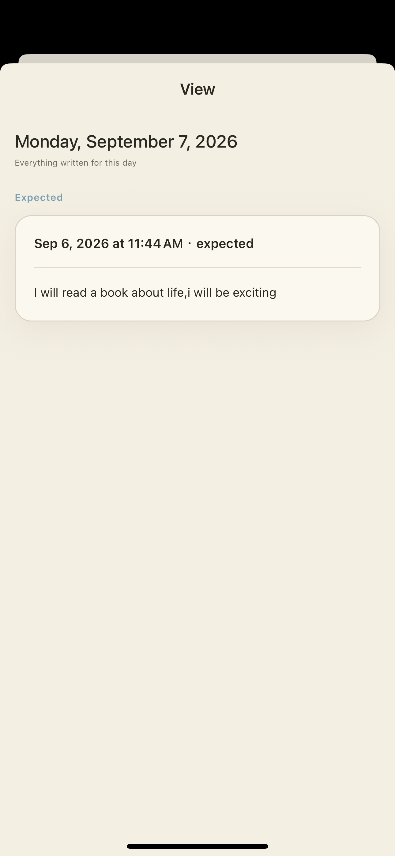 Then & Now expectation entry shown inside the app